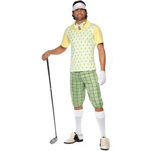 Smiffys Mens Gone Golfing Costume / White/Green/Yellow